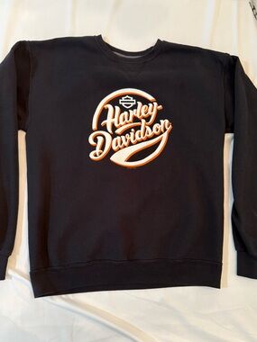 Harley-Davidson Black Sweatshirt with Orange & White Logo